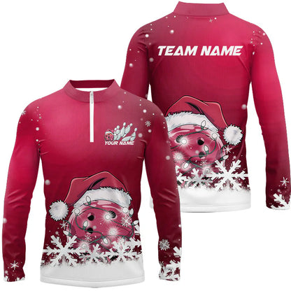 Snowflake Custom Christmas Bowling Shirts, Santa Bowling Team Outfit, Christmas Bowling uniforms Personalized Name And Team Name
