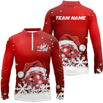 Snowflake Custom Christmas Bowling Shirts, Santa Bowling Team Outfit, Christmas Bowling uniforms Personalized Name And Team Name