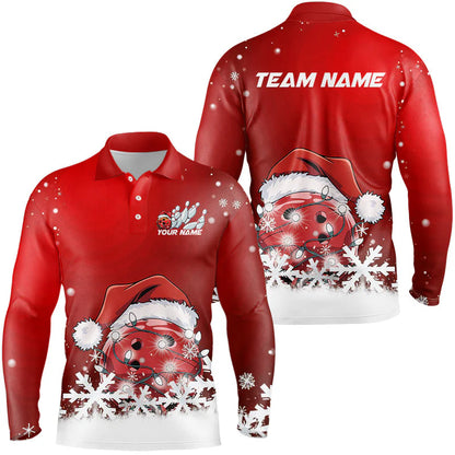 Snowflake Custom Christmas Bowling Shirts, Santa Bowling Team Outfit, Christmas Bowling uniforms Personalized Name And Team Name