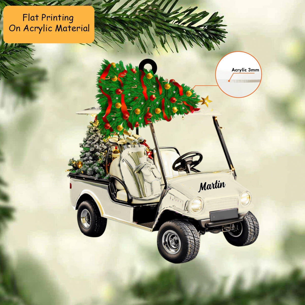 Personalized Golf Cart  Acrylic Ornament, Golf Cart  Keychain, Car Ornament, Christmas Ornament Gifts