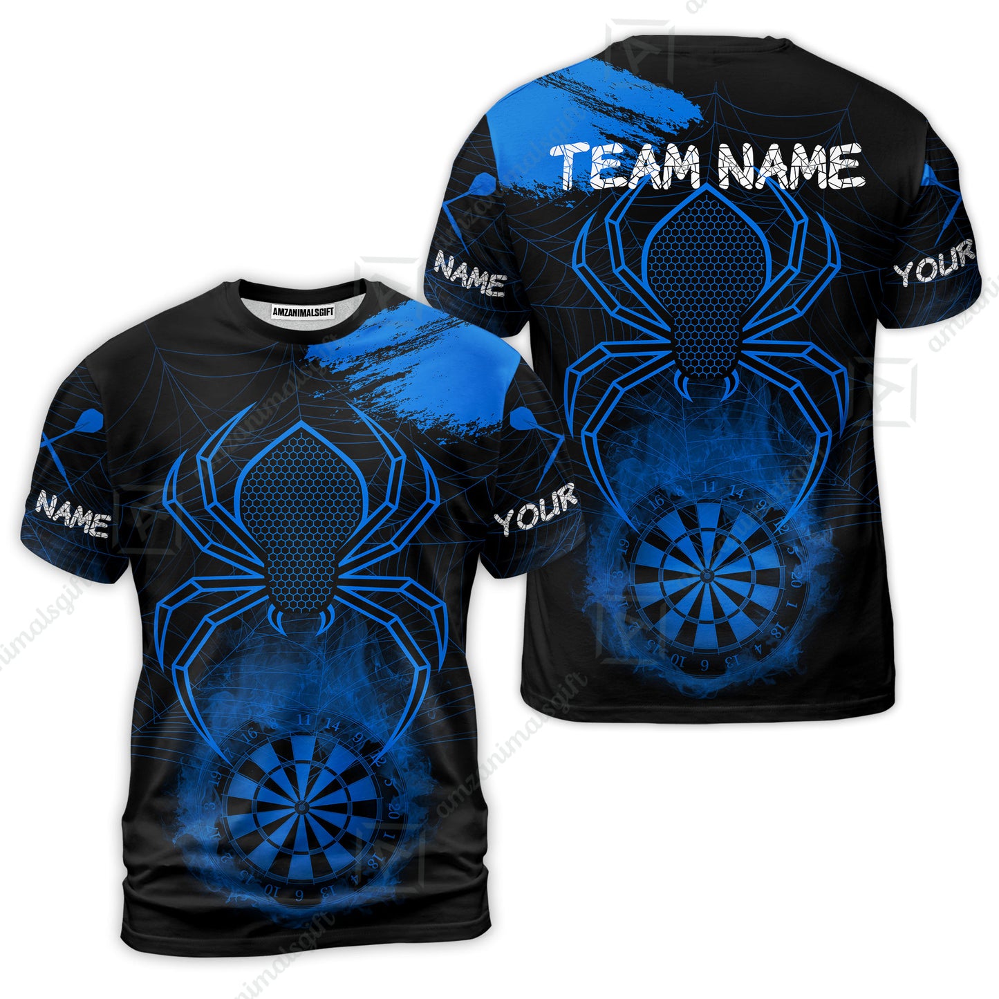 Customized Darts T-Shirt, Darts Spider Men's Grunge Darts Shirt Smoke Dartboard Team T-Shirt Jersey for Darts Players