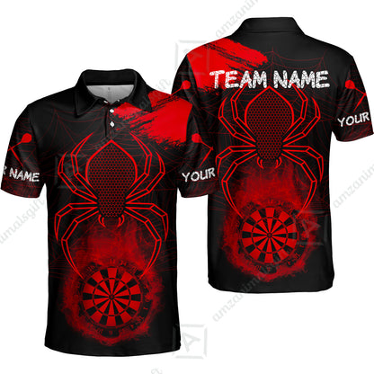 Customized Darts Polo Shirt, Darts Spider Men's Grunge Darts Shirt Smoke Dartboard Polo Shirt for Darts Players