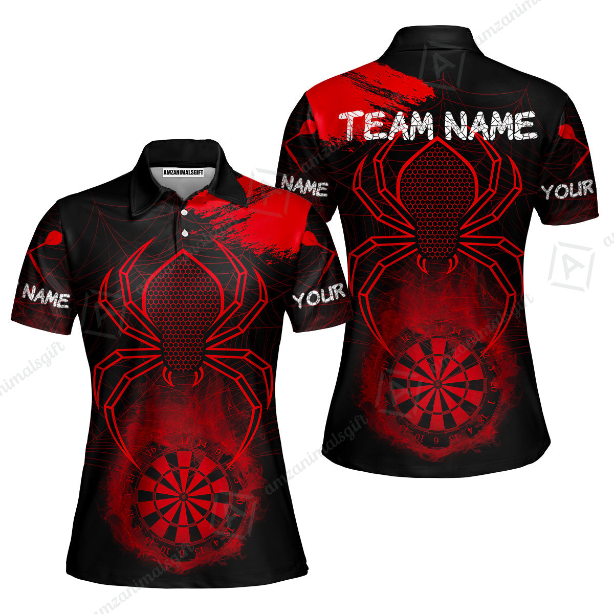 Customized Darts Women Polo Shirt, Darts Spider Men's Grunge Darts Smoke Dartboard Women Polo Shirt for Darts Players