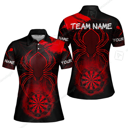 Customized Darts Women Polo Shirt, Darts Spider Men's Grunge Darts Smoke Dartboard Women Polo Shirt for Darts Players