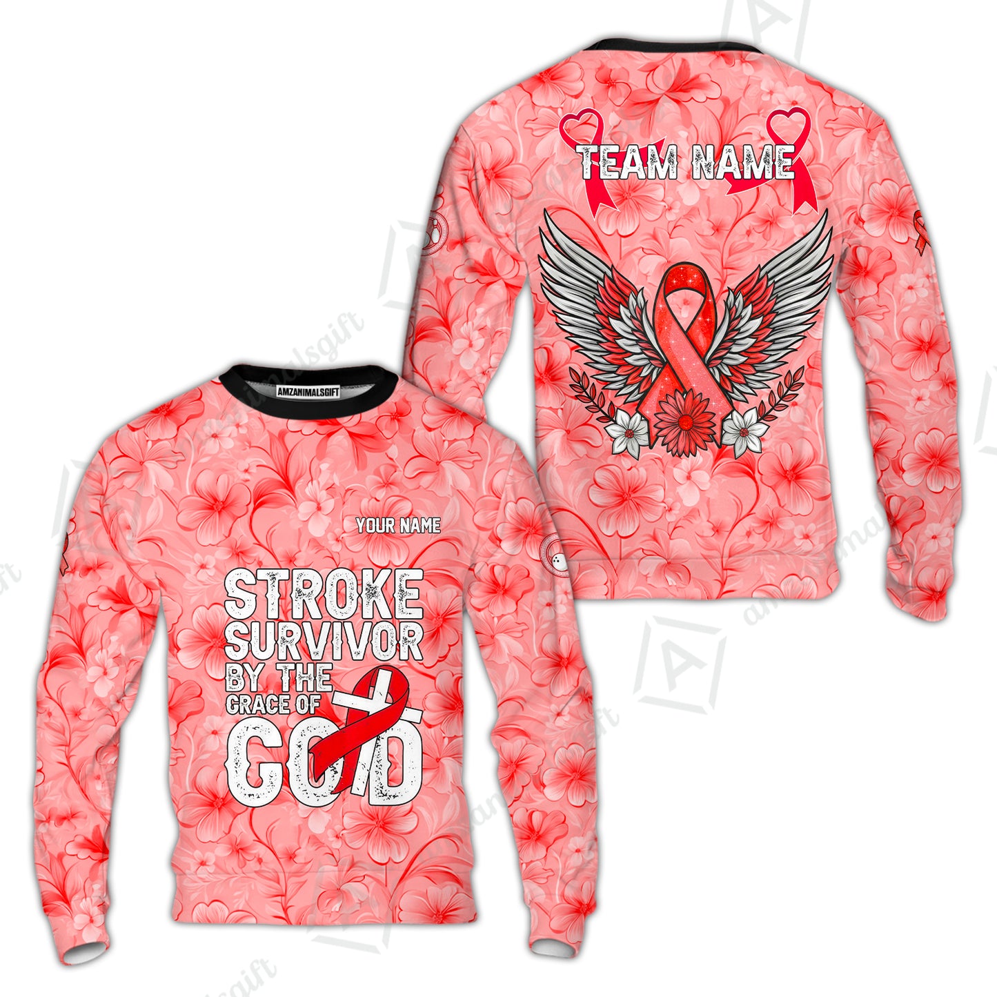 Stroke Survivor Custom Name Bowling Polo Shirt – Stroke Survivor By The Grace Of God – Custom Team Bowling Jersey