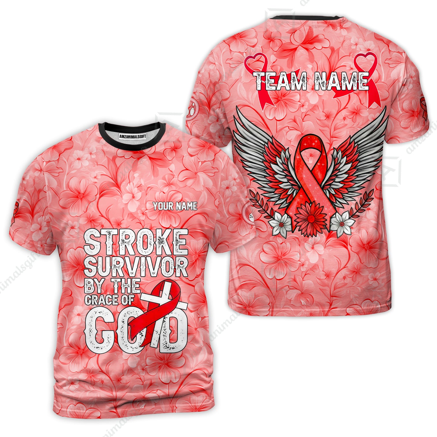 Stroke Survivor Custom Name Bowling Polo Shirt – Stroke Survivor By The Grace Of God – Custom Team Bowling Jersey