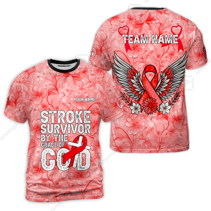 Stroke Survivor Custom Name Bowling Polo Shirt – Stroke Survivor By The Grace Of God – Custom Team Bowling Jersey