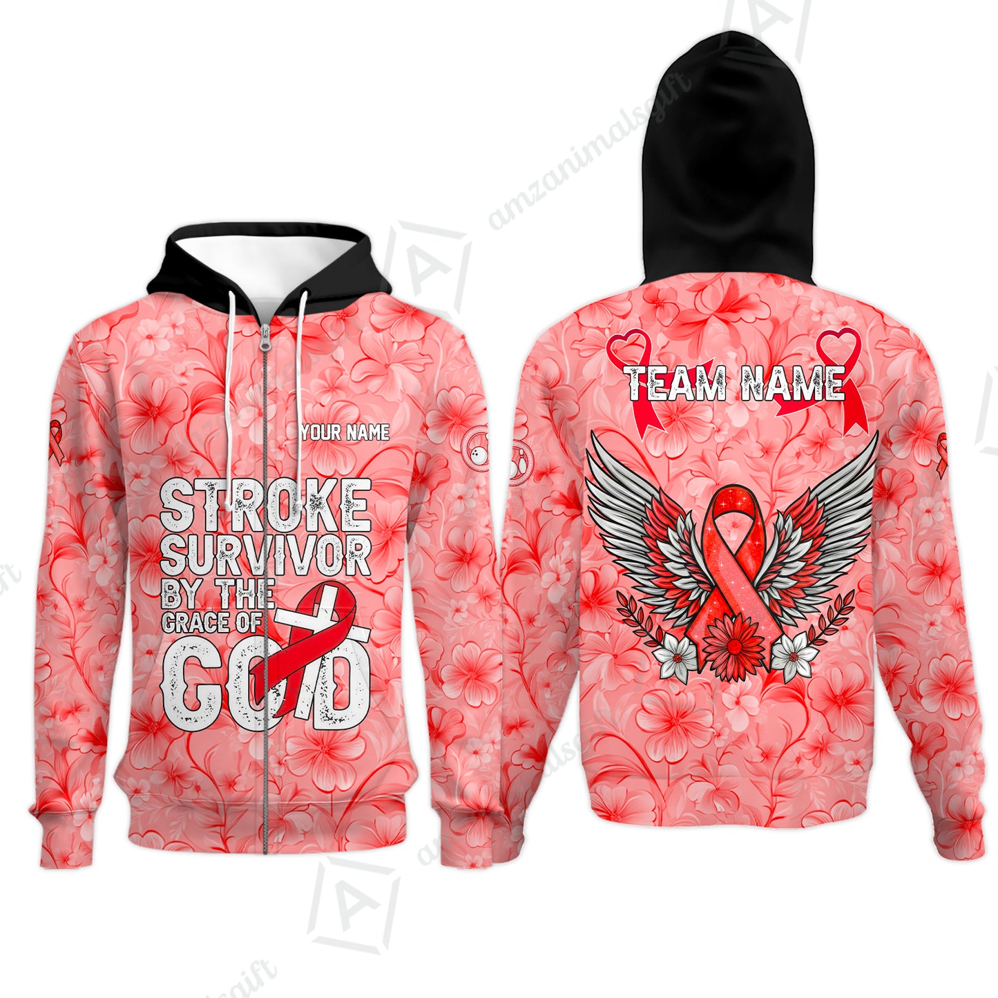 Stroke Survivor Custom Name Bowling Polo Shirt – Stroke Survivor By The Grace Of God – Custom Team Bowling Jersey