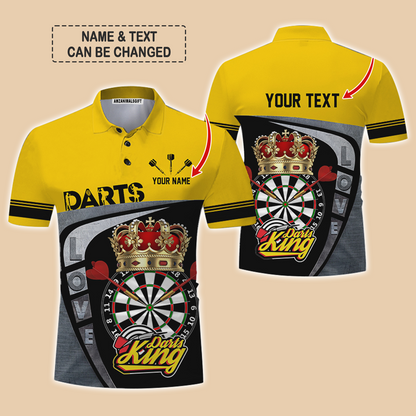 Customized Name & Text Darts Polo Shirt, Darts King Personalized Name Darts Uniforms Polo Shirt For Men - Perfect Gift For Darts Lovers, Darts Players