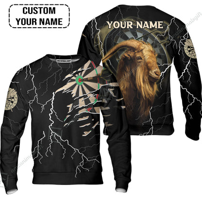 Customized Name Darts T-Shirt, Bullseye Dartboard Personalized Goat And Darts T-Shirt