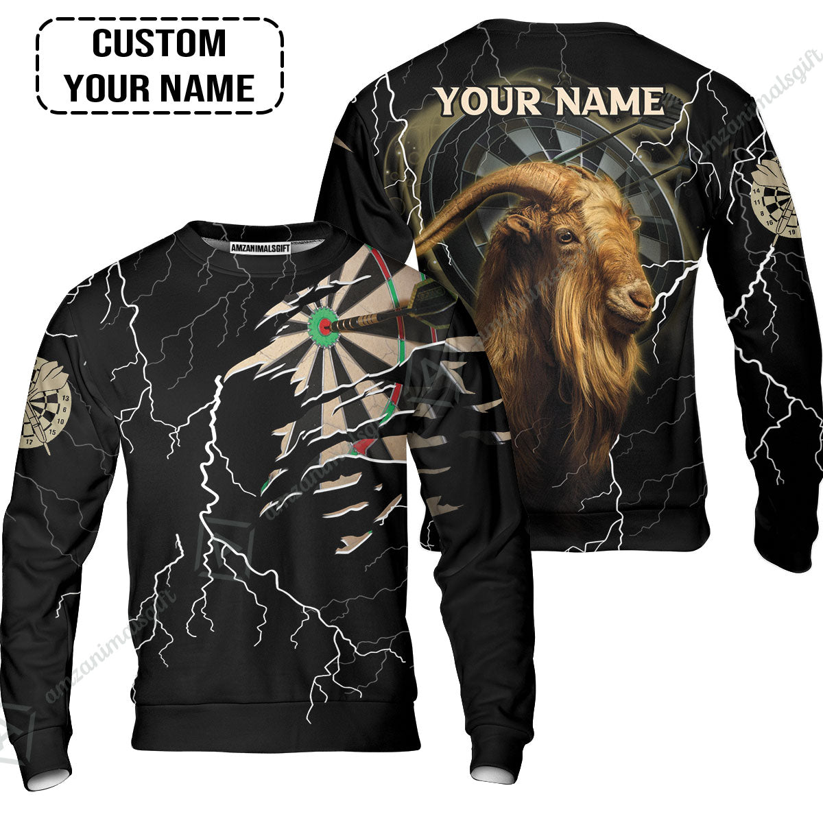 Customized Name Darts Zip Polo Shirt, Bullseye Dartboard Personalized Goat And Darts Zip Polo Shirt