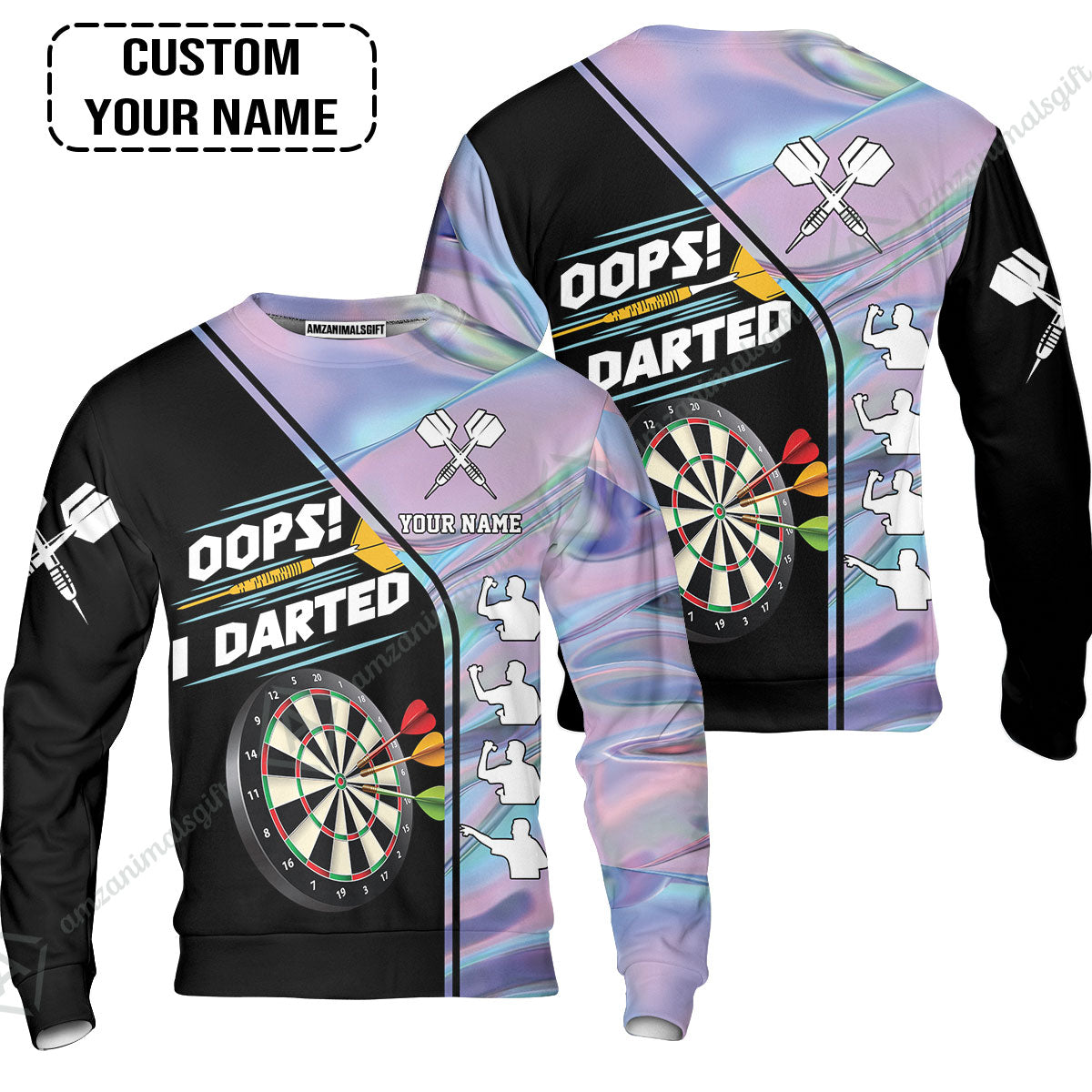 Customized Darts Long Polo Shirt, Dartboard, I Darted, Personalized Name Long Polo Shirt