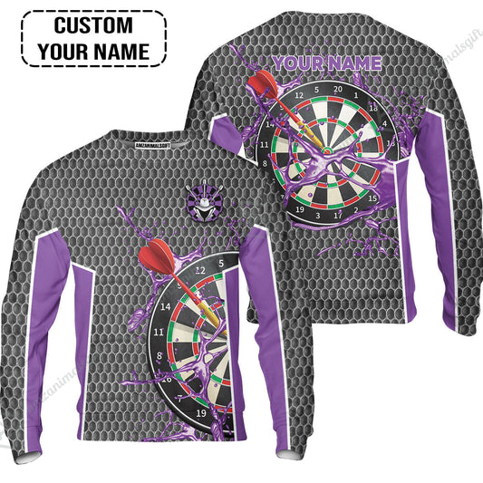 Customized Darts Sweatshirt, Teal Darts Water Honeycomb, Personalized Name Sweatshirt