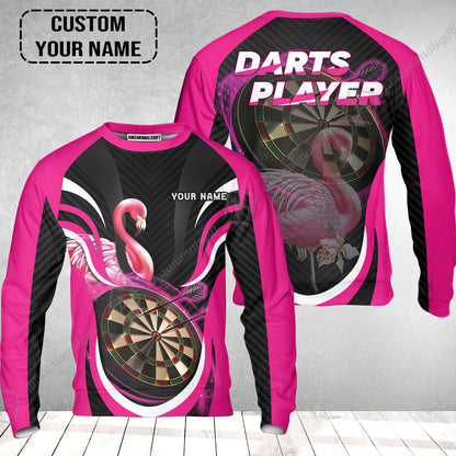 Customized Darts Sweatshirt, Flamingo Darts Shirt, Personalized Name Darts Sweatshirt