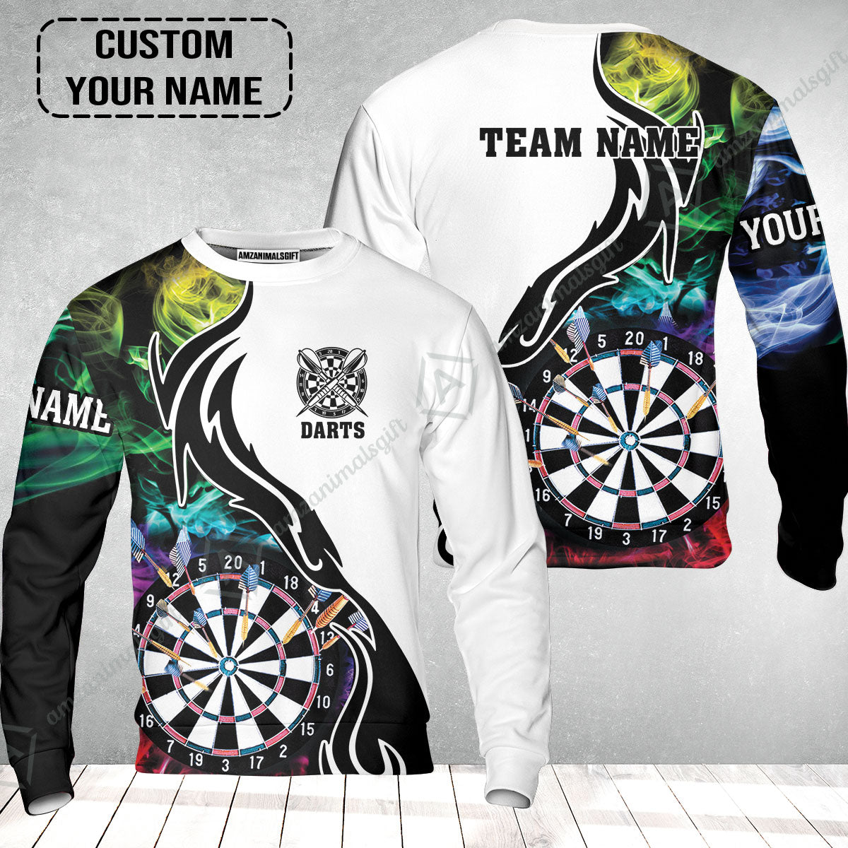 Custom Multicolor Darts Sweatshirt, Personalized Darts For Team Sweatshirt