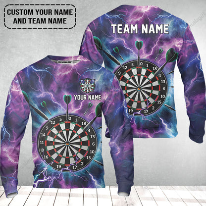 Personalized Darts Sweatshirt - Custom Name & Team Name Purple Thunder Lightning Sweatshirt