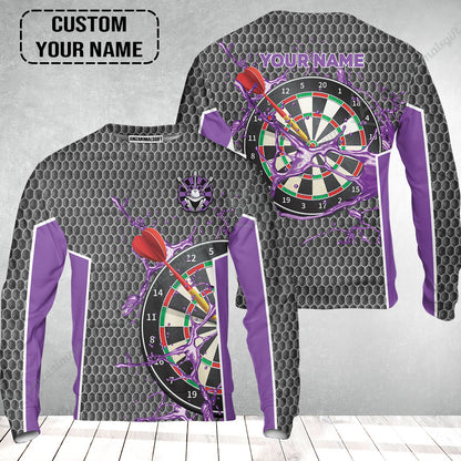 Customized Darts Sweatshirt, Teal Darts Water Honeycomb, Personalized Name Sweatshirt