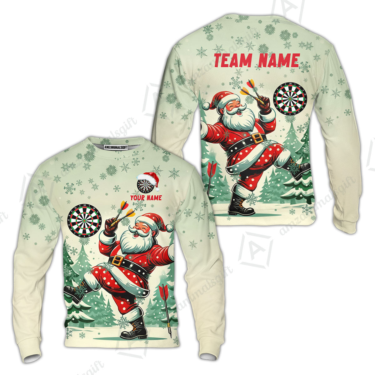 Custom Funny Santa Darts Team Unisex Polo Shirts, Darts uniforms Funny Santa Personalized Name And Team Name