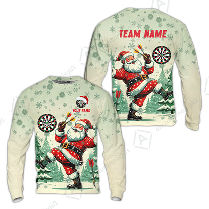 Custom Funny Santa Darts Team Unisex Polo Shirts, Darts uniforms Funny Santa Personalized Name And Team Name