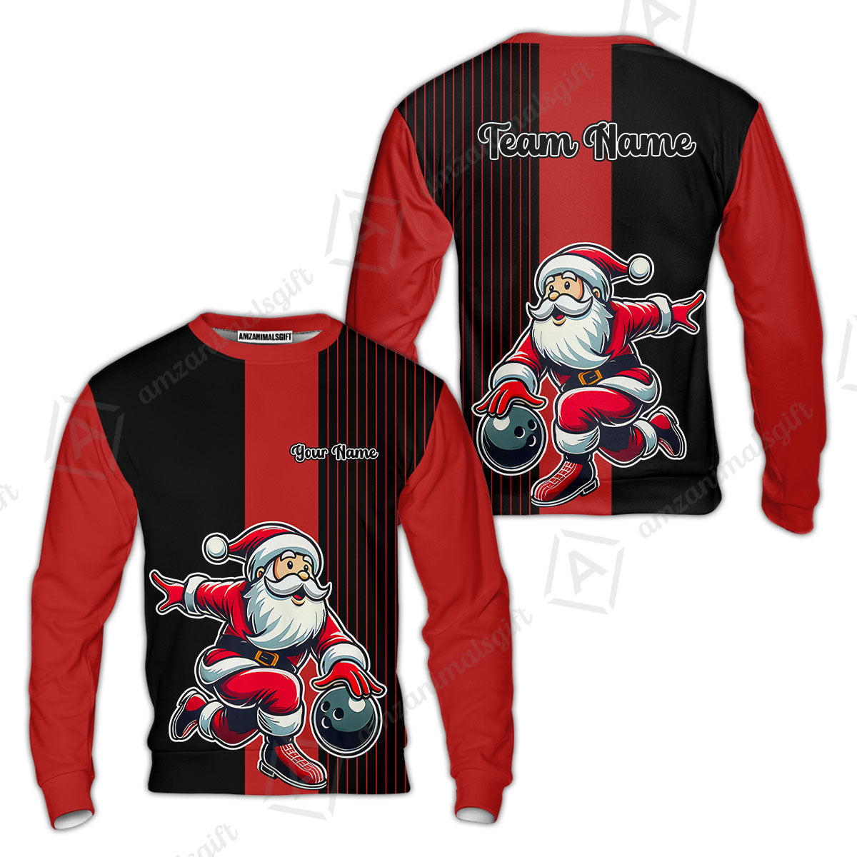 Custom Bowling Uniforms Christmas jerseys Funny Santa Bowling polo, Bowling Shirts Personalized Name And Team Name