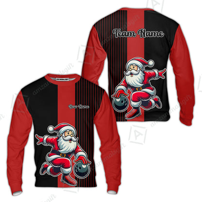 Custom Bowling Uniforms Christmas jerseys Funny Santa Bowling polo, Bowling Shirts Personalized Name And Team Name