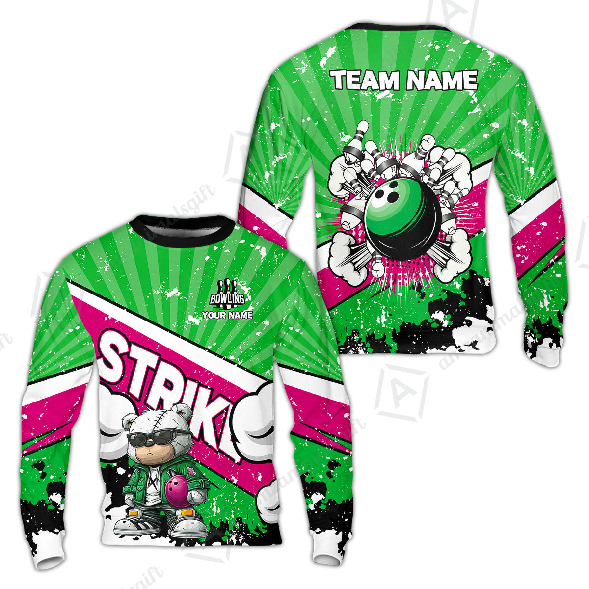 Customized Unisex Polo Shirt, Bowling Hip Hop Cartoon Design, Uniform Bowling - Personalized Name And Team Name