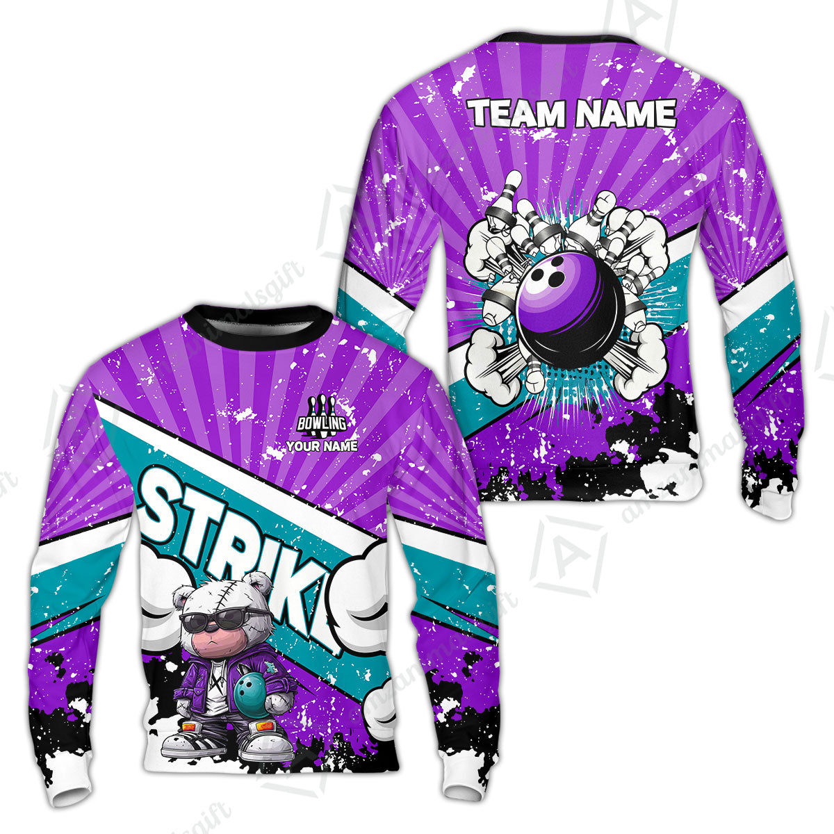 Customized Unisex Polo Shirt, Bowling Hip Hop Cartoon Design, Uniform Bowling - Personalized Name And Team Name