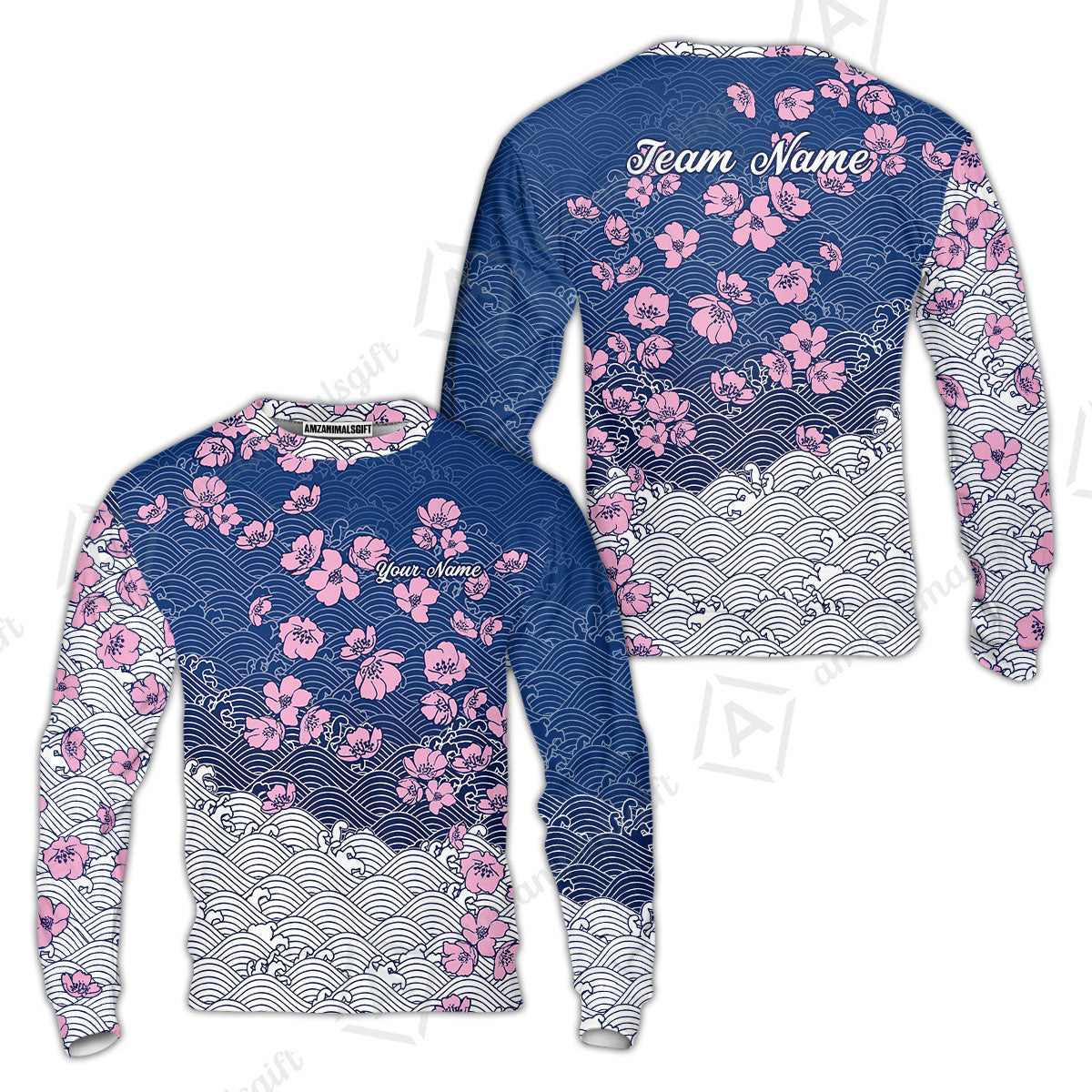 Customized Bowling Quarter-Zip Jersey Polo Shirts, Flowers Cherry Blossom Bowling Shirt For Tournament Team Men Women Bowlers