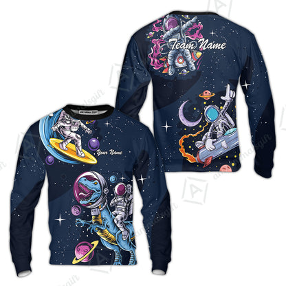 Customized Bowling Unisex Polo Shirt, Seraphic Galaxy Astronaut, Bowling Uniforms, Personalized Name And Team Name