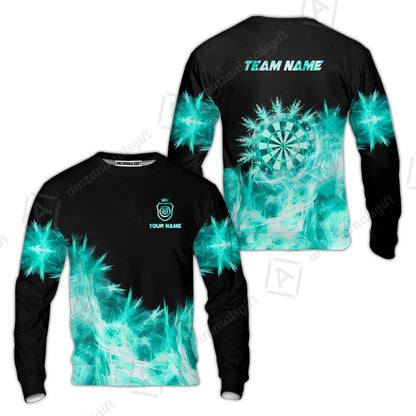Customized Darts Sweatshirt, Darts Icy Light Black And Multi Color Team Sweatshirt For Darts Player