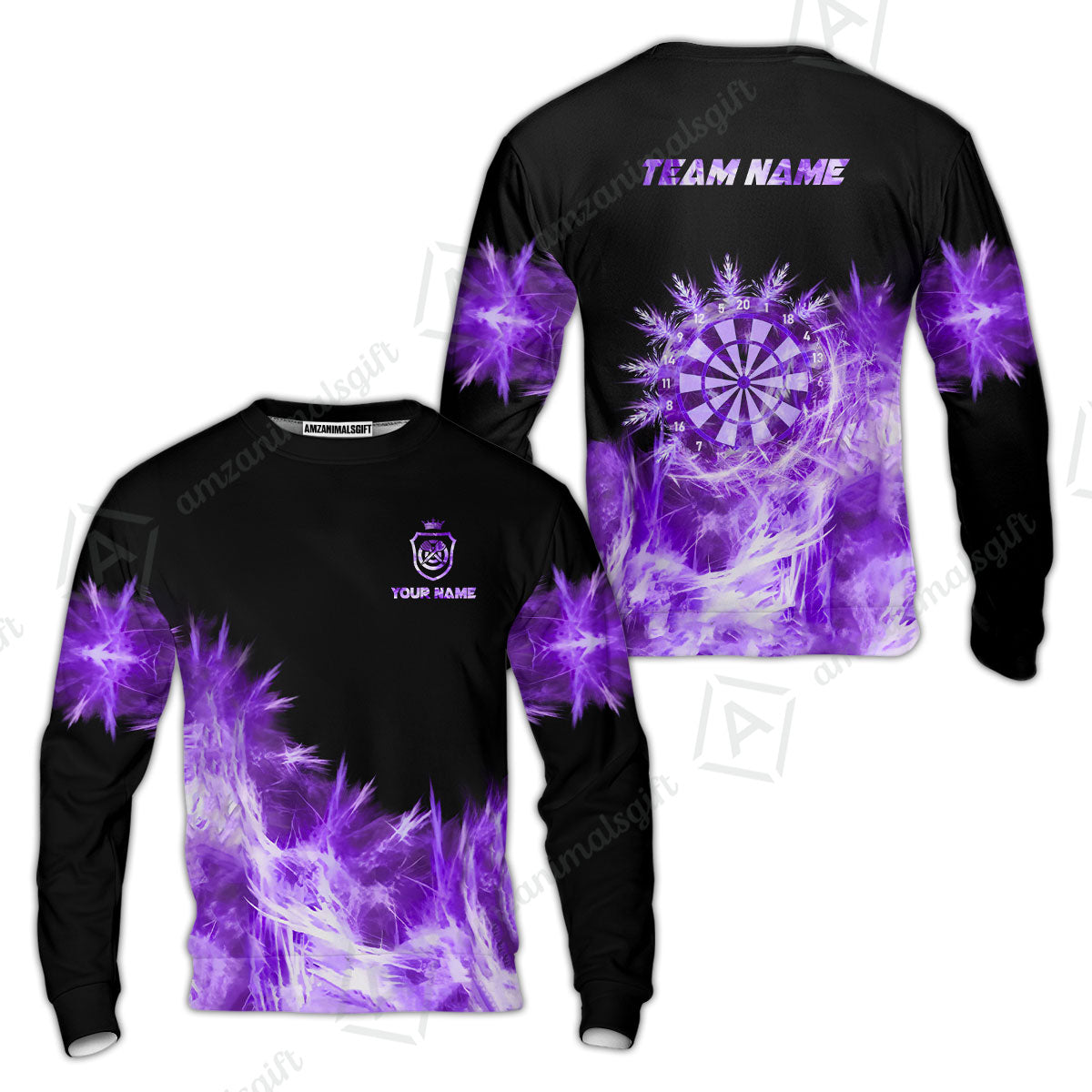 Customized Darts Sweatshirt, Darts Icy Light Black And Multi Color Team Sweatshirt For Darts Player
