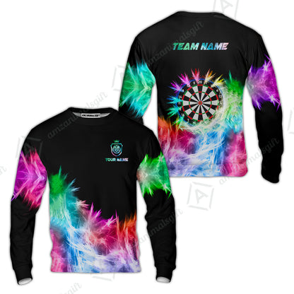 Customized Darts Sweatshirt, Darts Icy Light Black And Multi Color Team Sweatshirt For Darts Player