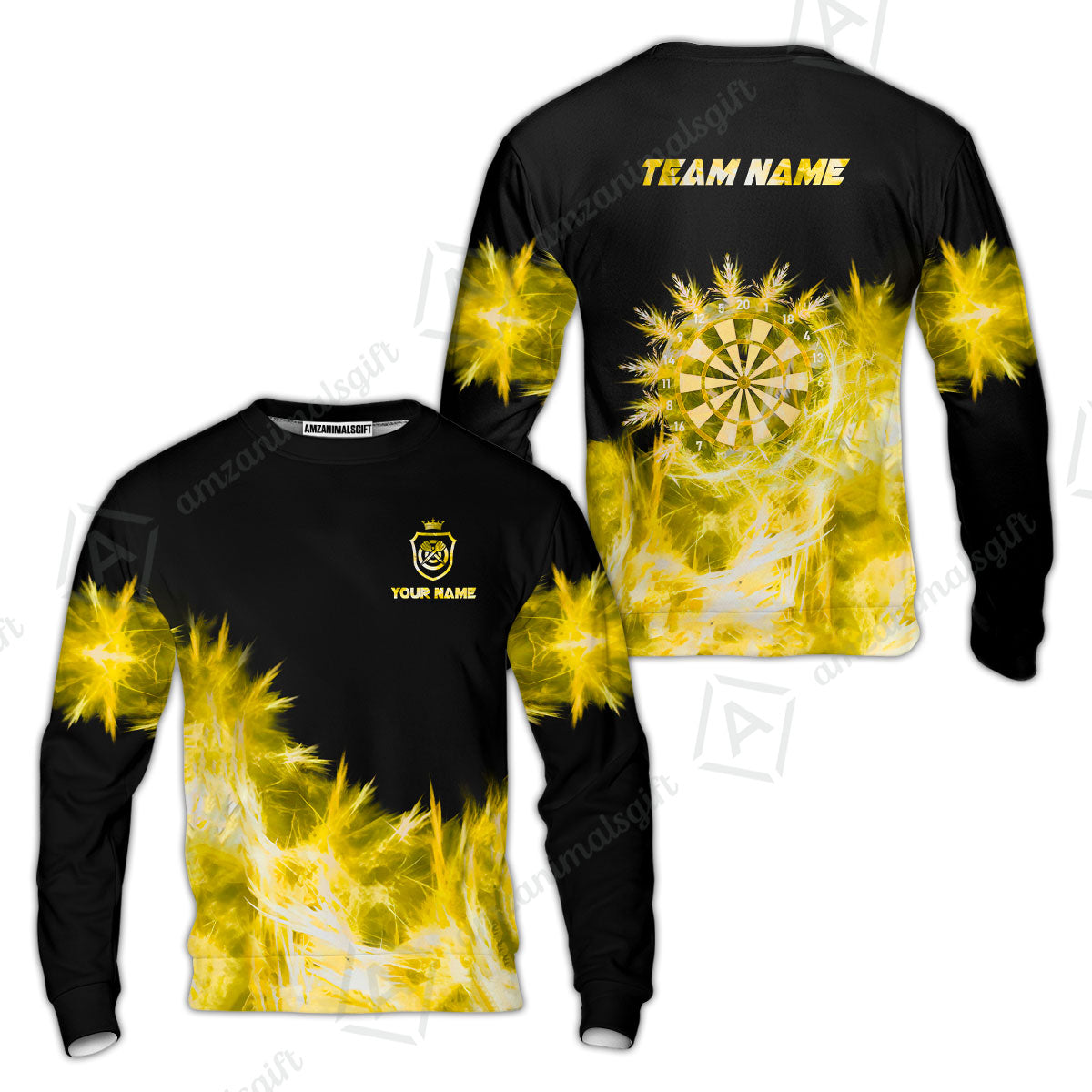 Customized Darts Sweatshirt, Darts Icy Light Black And Multi Color Team Sweatshirt For Darts Player