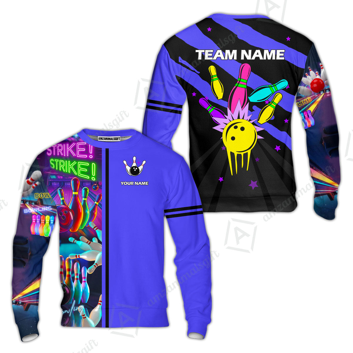 Custom Bowling Team Jersey Neon Bowling Strike Polo Shirts, Bowling Team Uniforms, Personalized Name And Team Name