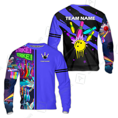 Custom Bowling Team Jersey Neon Bowling Strike Polo Shirts, Bowling Team Uniforms, Personalized Name And Team Name