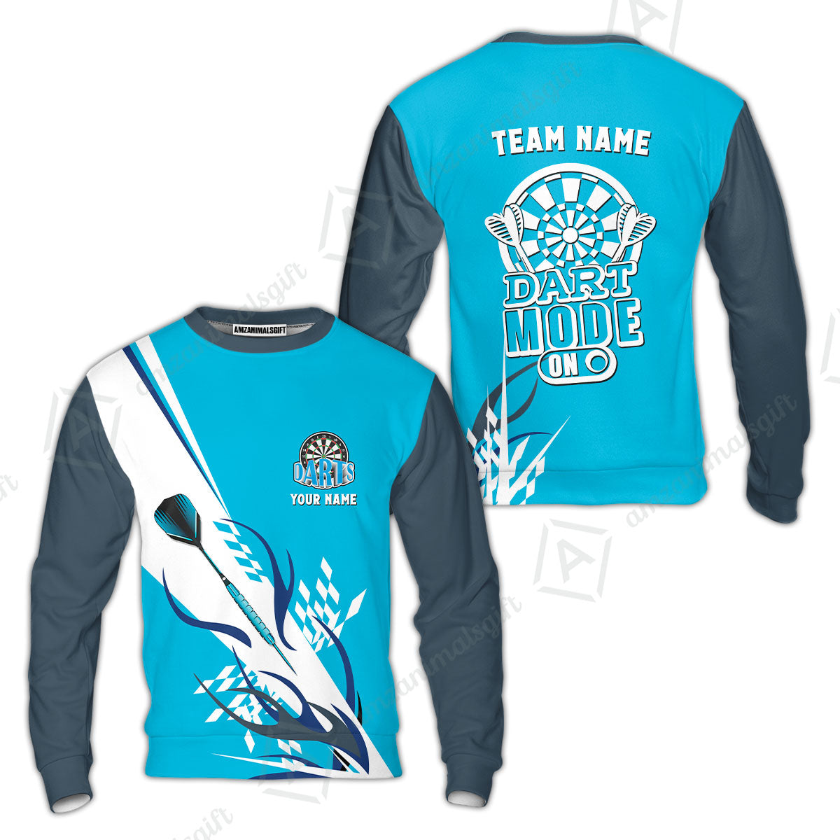 Custom Darts Mode On Multi-Color Team Jersey Polo Quarter-Zip Shirts, Customized Name Team Name Darts Team Jerseys Uniform