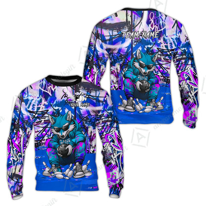 Custom Streetwear Wolf Bowling Jersey Polo Shirt, Custom Streetwear Wolf Bowling Jersey Team Shirt For Players With Name & Team Name
