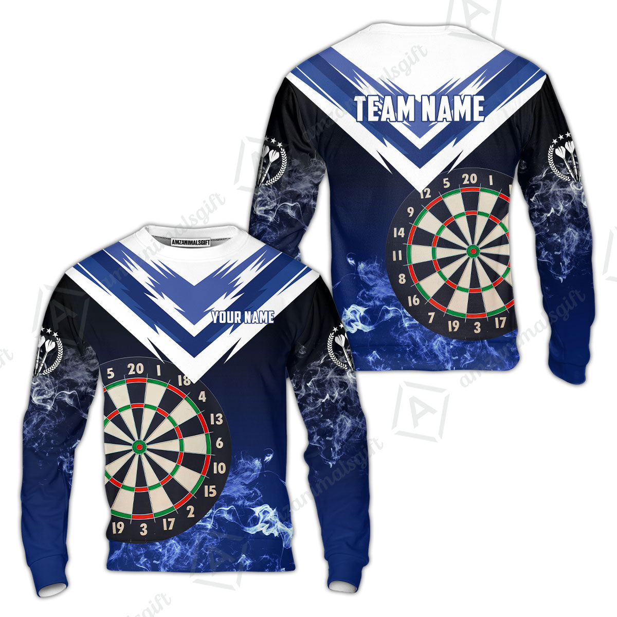 Custom Smoke Multi-Color Darts Quarter-Zip Team Shirts, Customized Name Team Name Darts Team Jerseys Uniform