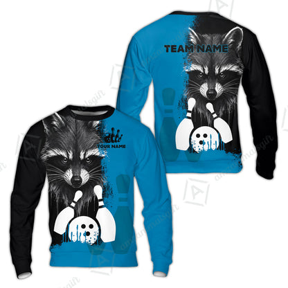 Custom Bowling Jersey Polo Shirt, Raccoon Bowling, Custom Bowling Jersey Team Shirt For Players With Name & Team Name