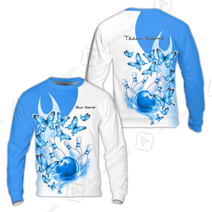 Custom Bowling Jersey Polo Shirt, Butterfly Strike, Personalized Name & Team Name