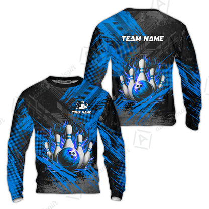 Custom Bowling Team Quarter-Zip Polo Shirt, Personalized Flame Bowling Jersey with Name & Team Name for Men & Women