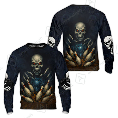 Custom Colorful Skull Bowling Team Jerseys Polo Shirts, Bowling uniforms, Multicolor Skull Bowling Personalized Name And Team Name