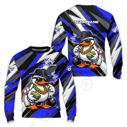 Custom Bowling Jersey Polo Shirt, Boss Hustle Duck Gangster Style, Custom Bowling Jersey Team Shirt For Players With Name and Team Name
