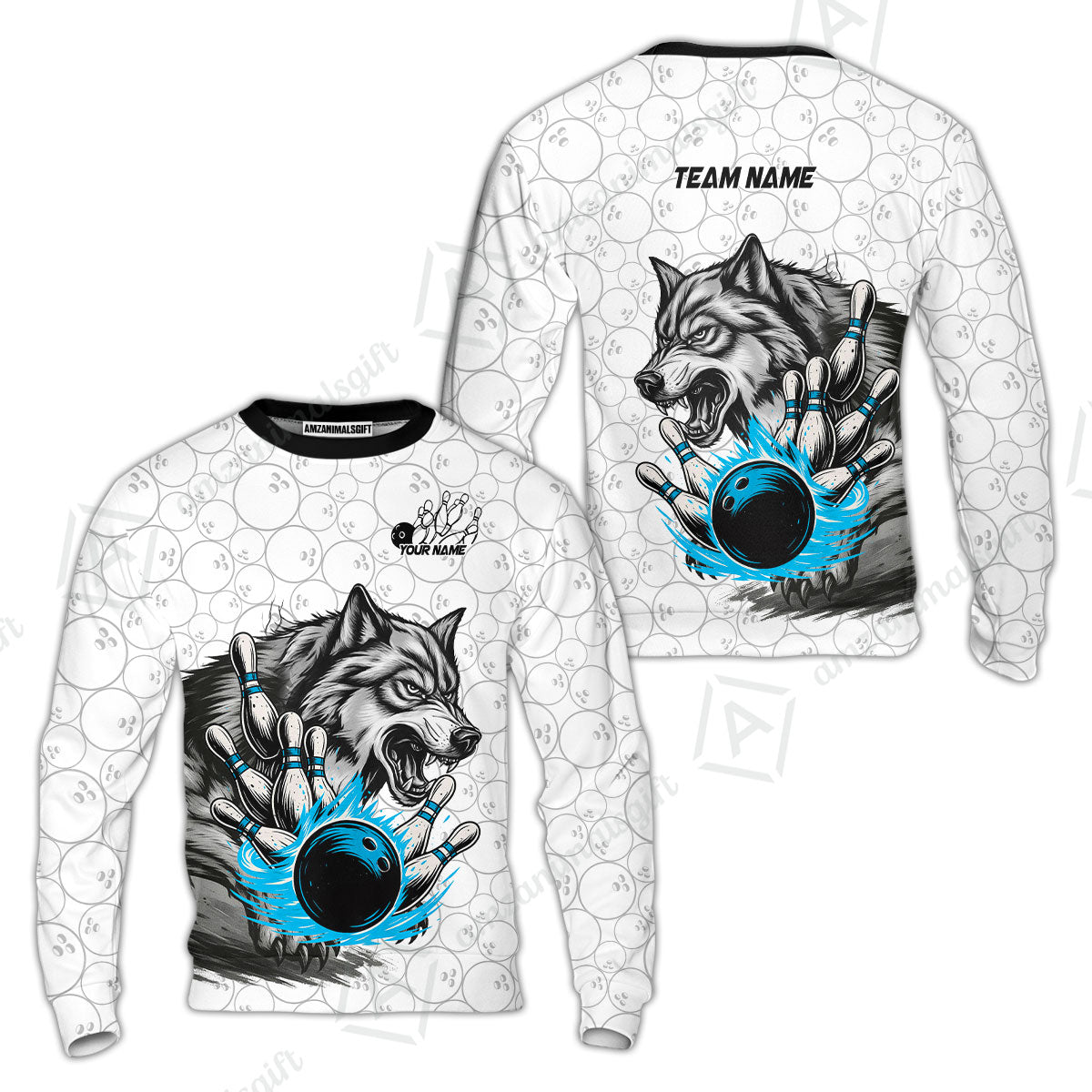 Custom Bowling Team Jersey, Wolf Strike Bowling Jersey Multicolor Polo Quarter-Zip Shirts, Custom Bowling Uniforms Jerseys