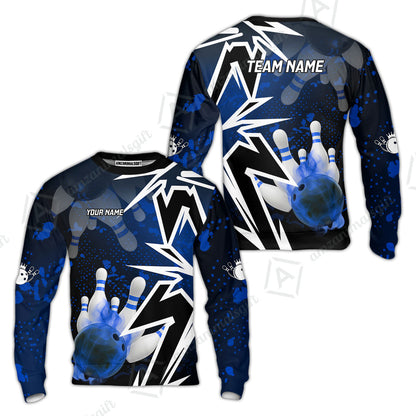 Customized Bowling Polo, Bowling And Pins Smoke Multicolor Option Customized Name And Team Zipper Polo Jerseys Shirts