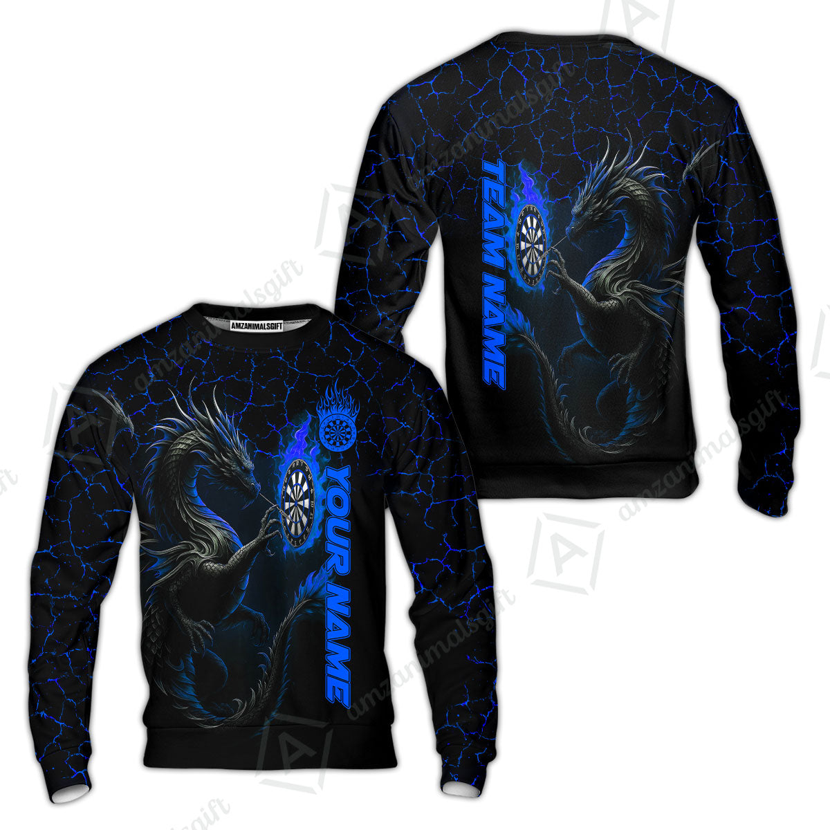 Customized Darts Sweatshirt, Big Dragon Dartboard Flame Darts Sweatshirt Team Style Jersey for Darts Players