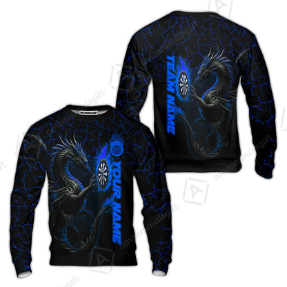 Customized Darts Sweatshirt, Big Dragon Dartboard Flame Darts Sweatshirt Team Style Jersey for Darts Players