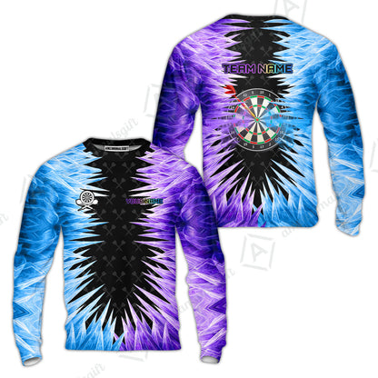 Customized Darts Sweatshirt, Darts Dartboard Ice And Fire Multicolor Sweatshirt Jersey For Darts Players