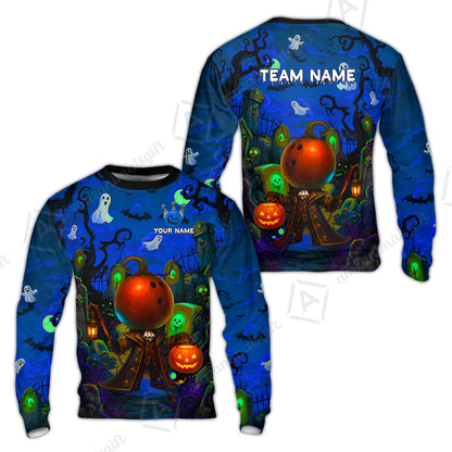 Custom Bowling Jersey Polo Shirt, Halloween Spooky Strike, Custom Bowling Jersey Team Shirt For Players With Name & Team Name