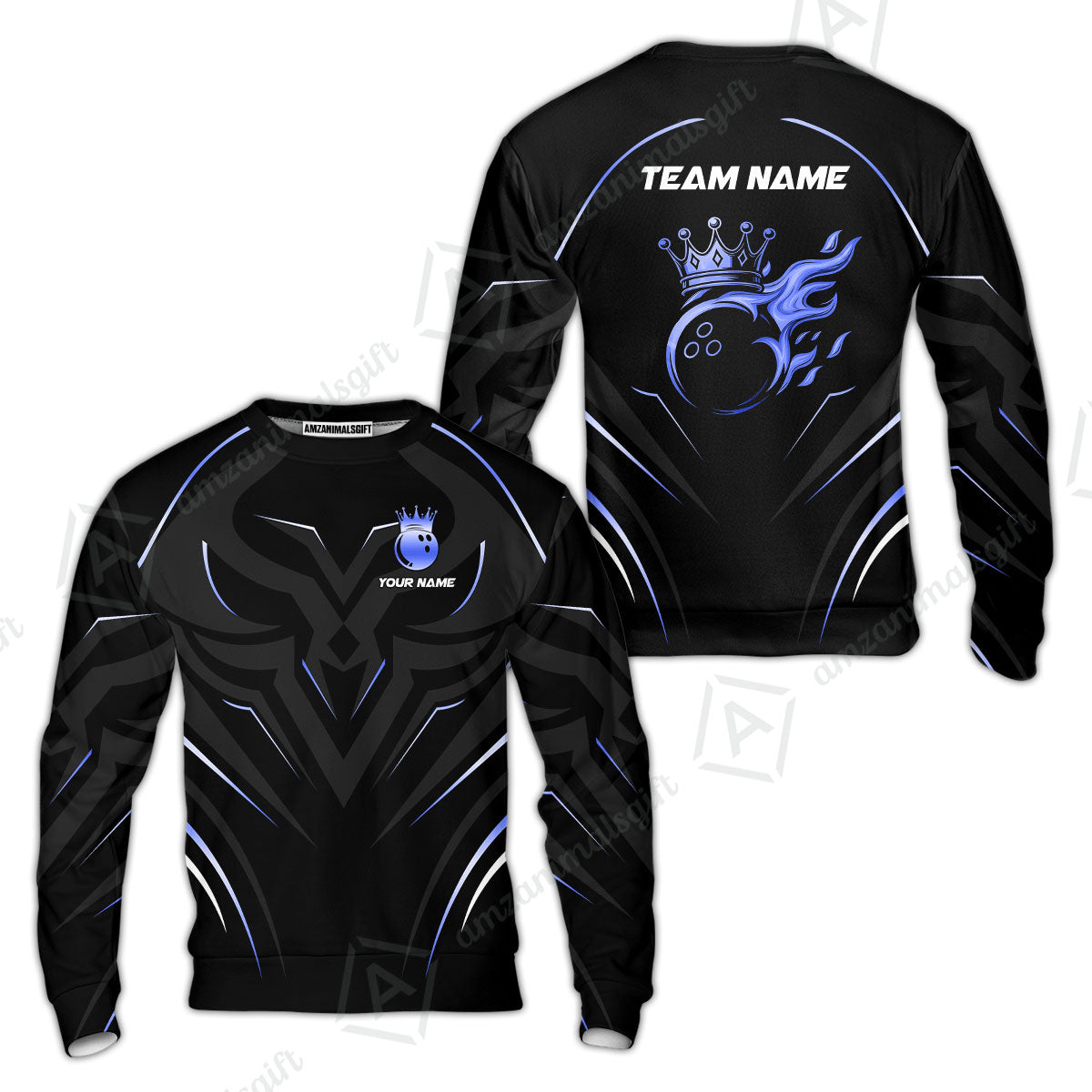 Customized Bowling Sweatshirt, Custom Crown Bowling Uniform Hawaiian Jersey, Multicolor Team Style Jersey for Bowlers